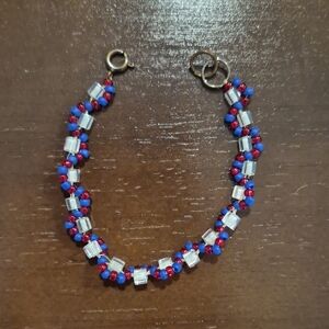 Handmade Patriotic Beaded Bracelet